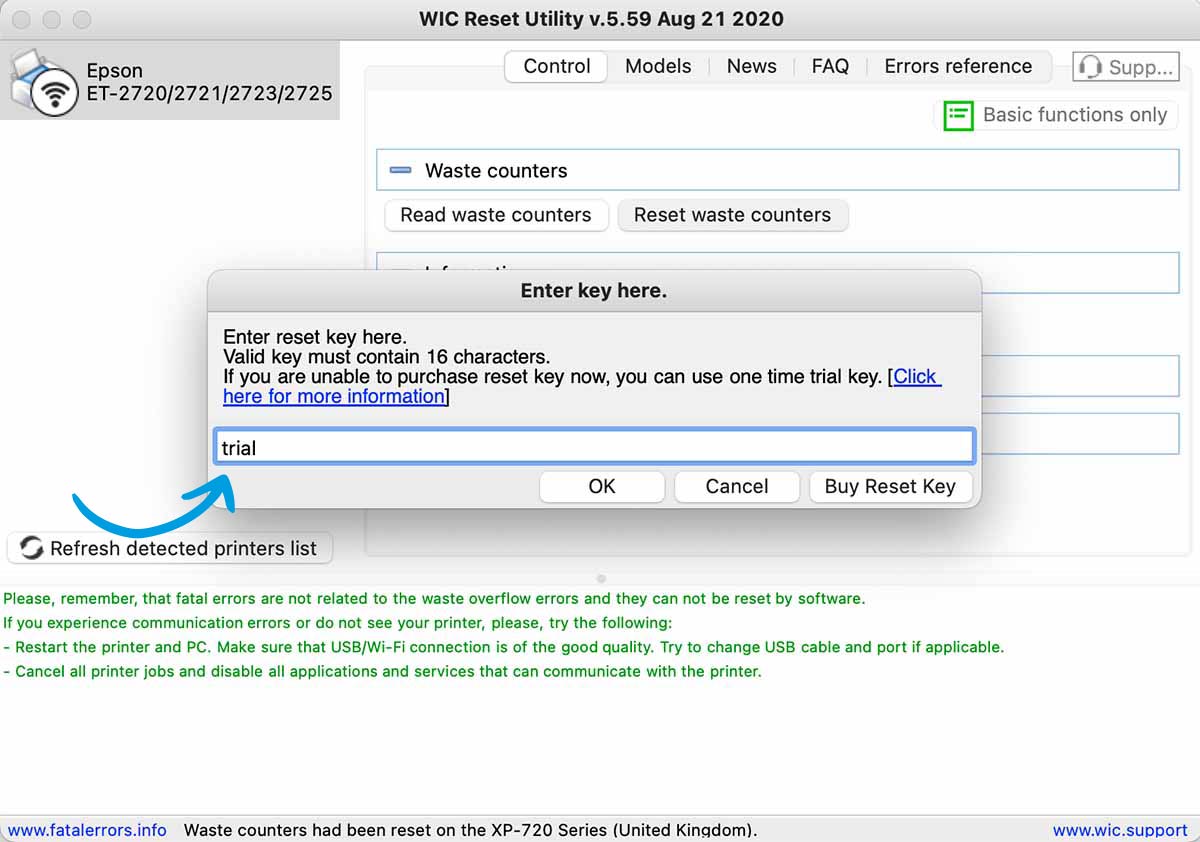 Trial Key 3 Gratis Reset Key Howto - Eingabe des Trial Keys