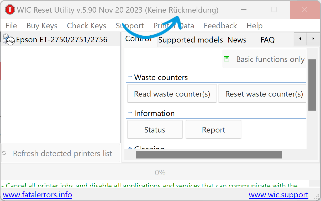 Die Software hängt sich auf